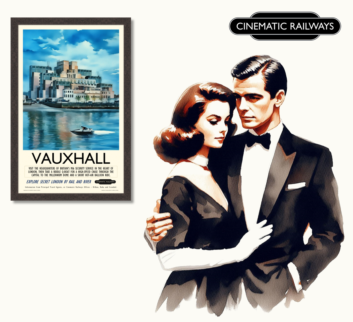 Vauxhall  - a vintage travel poster inspired by your favourite film / movie - Cinematic Railways