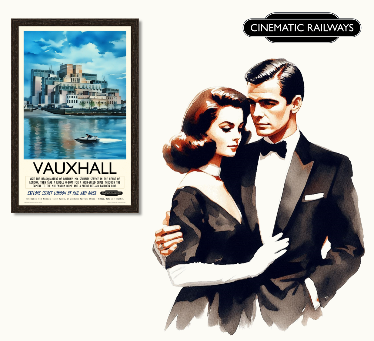 Vauxhall  - a vintage travel poster inspired by your favourite film / movie - Cinematic Railways