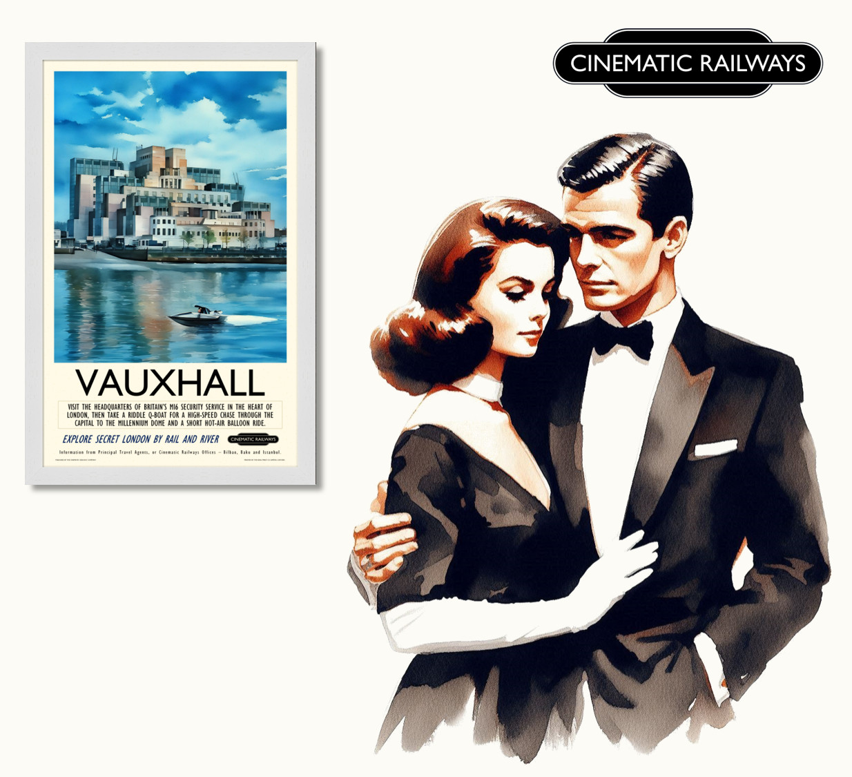 Vauxhall  - a vintage travel poster inspired by your favourite film / movie - Cinematic Railways