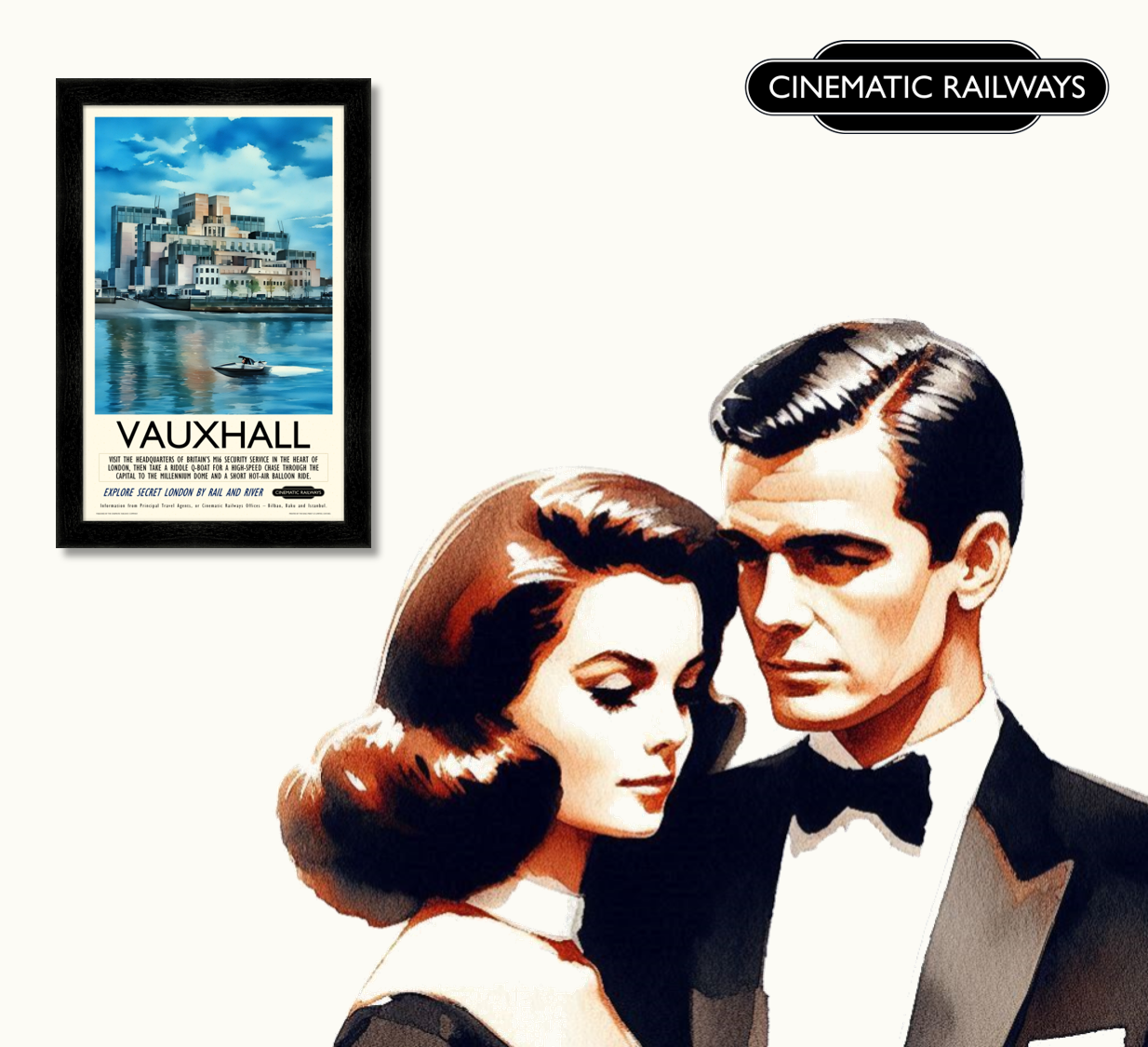 Vauxhall  - a vintage travel poster inspired by your favourite film / movie - Cinematic Railways