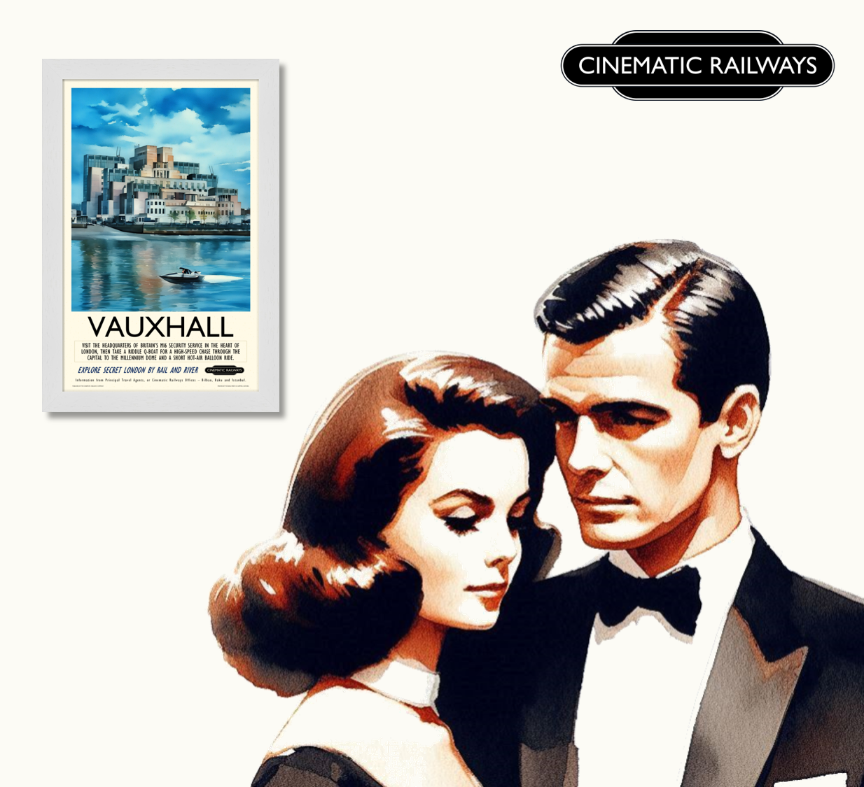 Vauxhall  - a vintage travel poster inspired by your favourite film / movie - Cinematic Railways